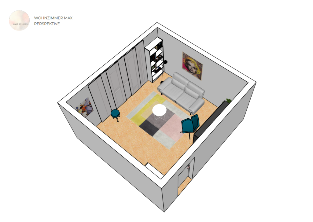 kust interior 3D Grundriss Wohnzimmer Midcentury Bauhaus (2)