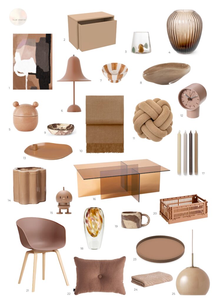 Wohnaccessoires und Deko Pantone 2025 Mocha Mousse